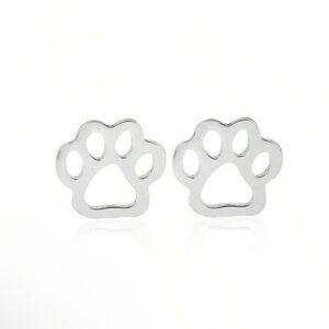 Silver Paw Print Earrings